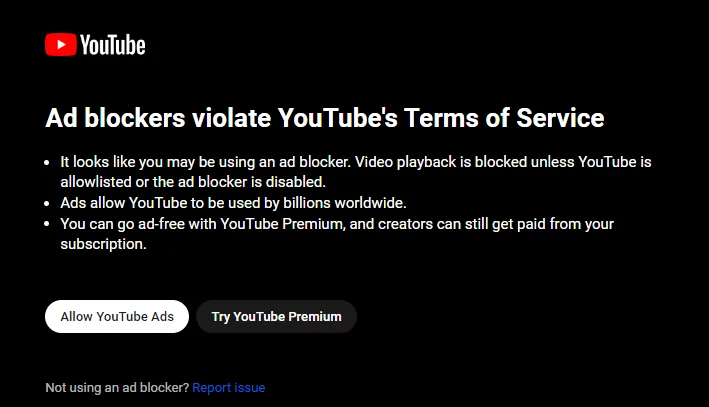 ad blockers violate youtubes terms of service