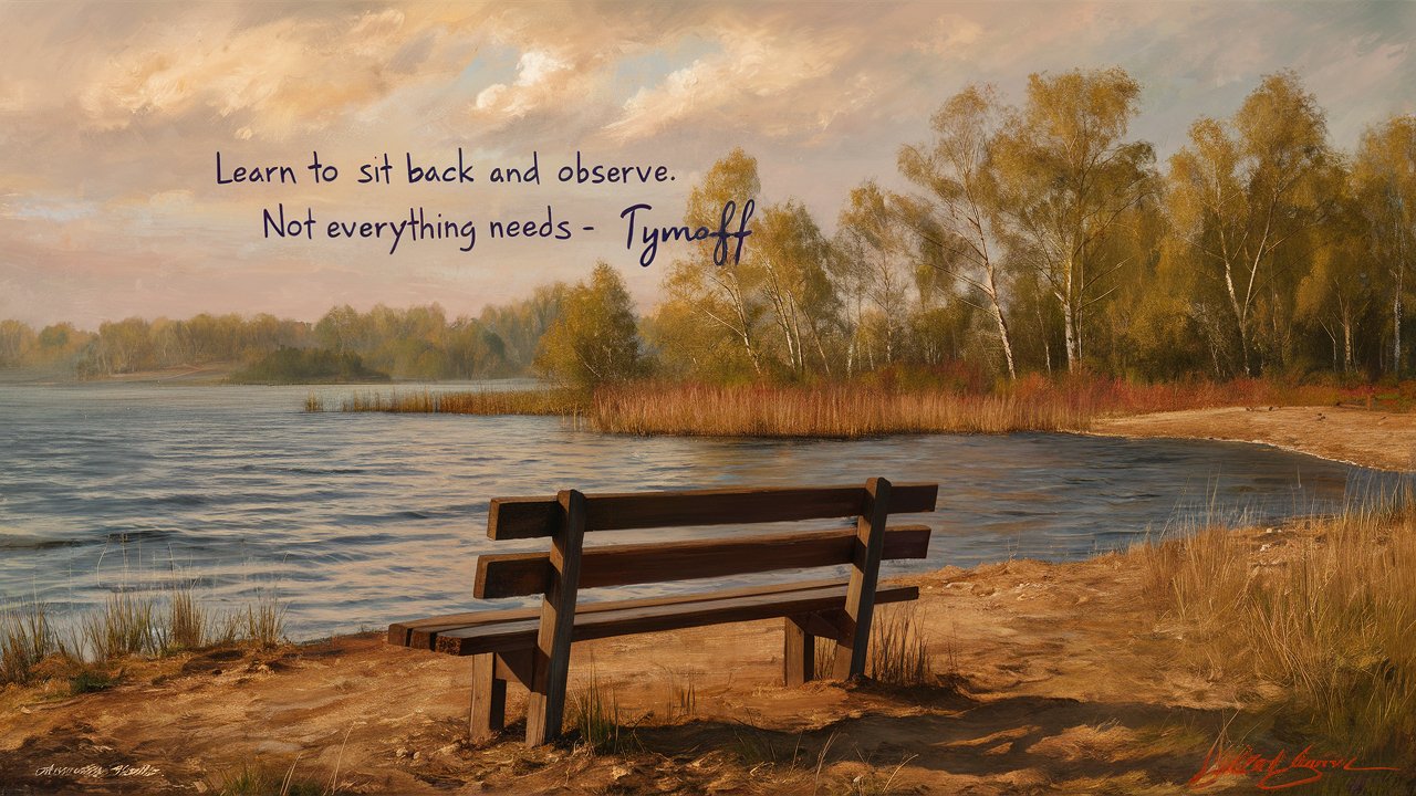 learn to sit back and observe. not everything need - tymoff